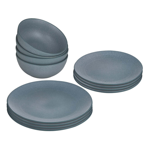 12pc Ladelle Luna Stoneware Side Plate/Dinner Bowl Dinnerware Set Teal