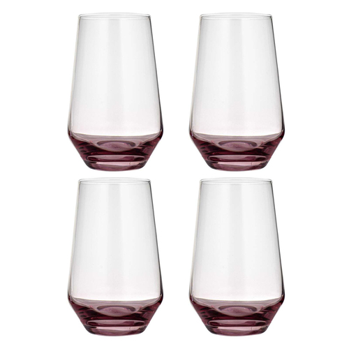 4PK Ladelle Prism 400ml Highball Tumbler Drinkware Set - Plum