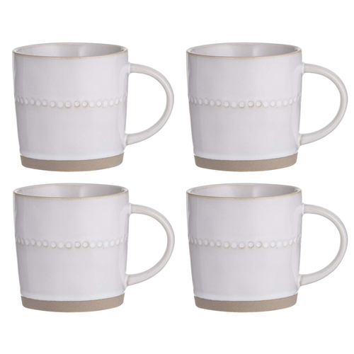 4PK Ladelle Cameo Stoneware 9cm/370ml Mug/Cup - Ivory