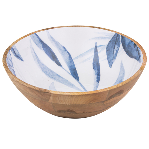 Ladelle Blue Lagoon Premium Mango Wood Round Bowl Large