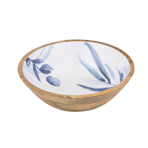 Ladelle Blue Lagoon Premium Mango Wood Round Serving Bowl Small