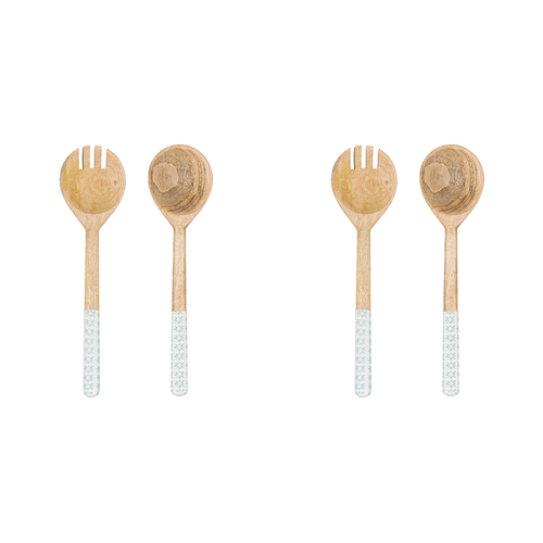 2PK Ladelle Chelsea Mango Wood Salad Servers Spoon/Fork Kitchen Utensil