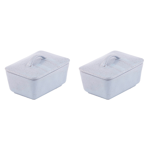 2PK Ladelle Artisan Serving Porcelain Butter Dish - Blue