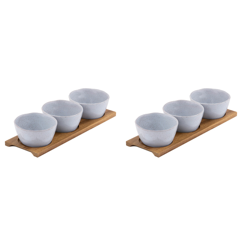 2x 4pc Ladelle Artisan Serving Bowl & Tray Set - Blue