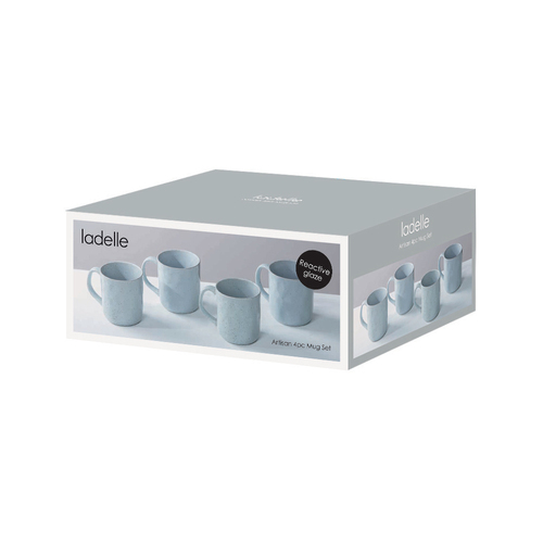 4pc Ladelle Artisan Premium Porcelain Body Mug Set - Blue