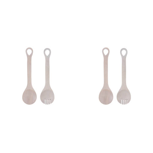 2PK Ladelle Hampton Wooden Spoon & Fork Salad Servers Reusable Serving Utensils