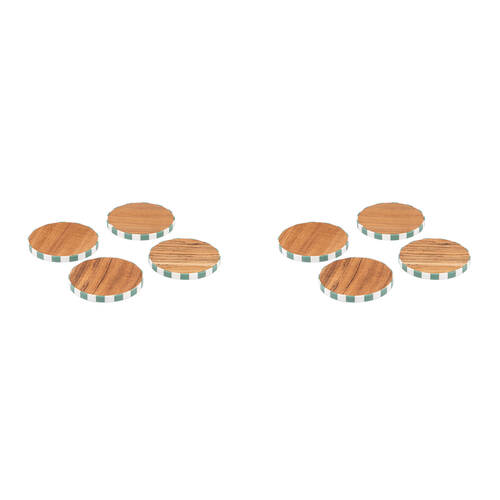 2x 4pc Ladelle Panama Stripe Wooden Drink/Beverage Coaster Reusable Table Protector