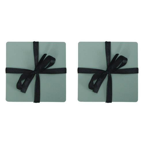 8pc  Annabel Trends Coaster Set Square Recycled Leather 10x10cm - Sage