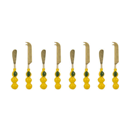 4PK Ladelle Capri Lemon Spreader & Cheese Knife Serving Utensils Yellow Assorted 