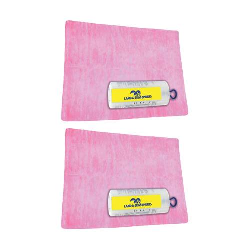 2PK Land & Sea Jumbo Size Sports/Training Microfibre Quick Drying Towel Pink