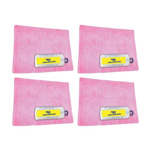 4PK Land & Sea Jumbo Size Sports/Training Microfibre Quick Drying Towel Pink