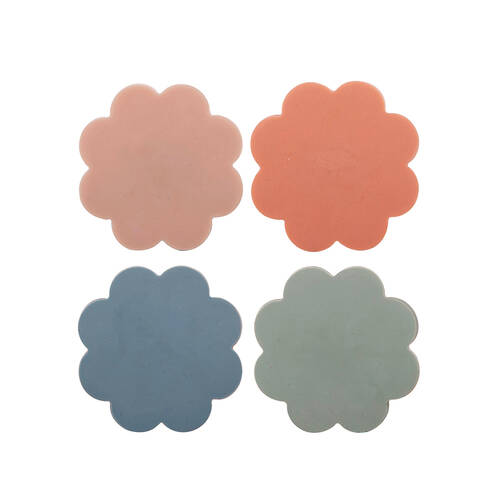 4pc Ladelle Panama Resin Flower Coaster Decor Set Reusable Table Protector