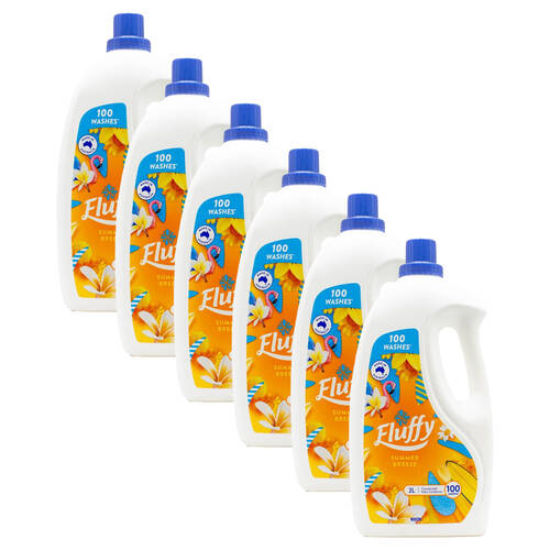 6PK Fluffy 2L Concentrated Fabric Conditioner Summer Breeze