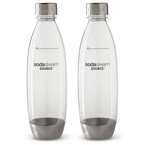 1L SodaStream Bottles (Twin Pack - Metal)