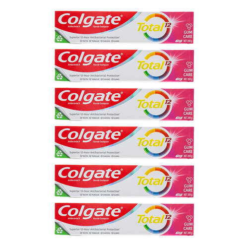 6PK Colgate Total 12 Gum Care Anti-Bacterial Fluoride 200g Toothpaste