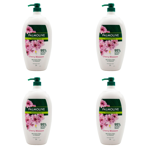 4PK Palmolive Naturals 2L Vegan Body Wash w/ Vitamin E Cherry Blossom
