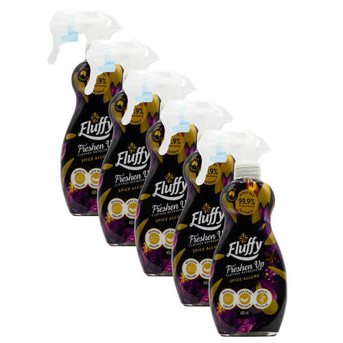 5PK Fluffy 400ml Clothes Refresher Freshen Up Spice Allure Spray
