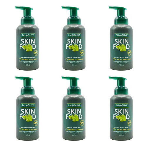 6PK Palmolive 400ml Foaming Hand Wash Skin Food Native River Mint