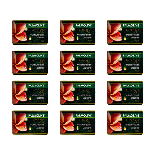 12PK Palmolive 130g Bar Soap Luminous Oils Frangipani & Coconut