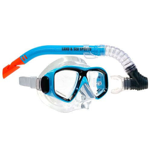 Land & Sea Sports Australia Clearwater Silicone Mask & Snorkel Set Blue 10y+