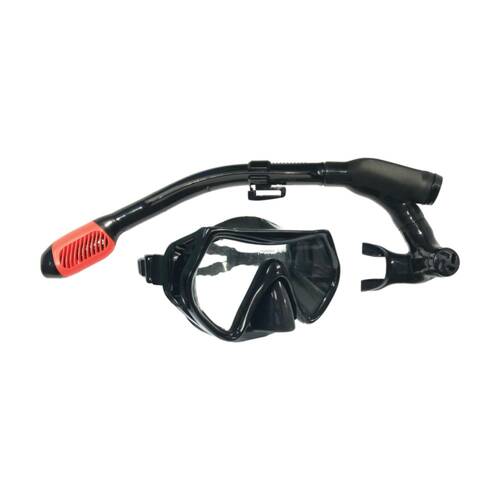 Land & Sea Sports Ningaloo Silicone Snorkelling Mask Set W/ Goggles Black