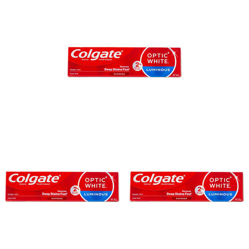 3PK Colgate 125g Toothpaste Optic White Luminous - Fresh Mint