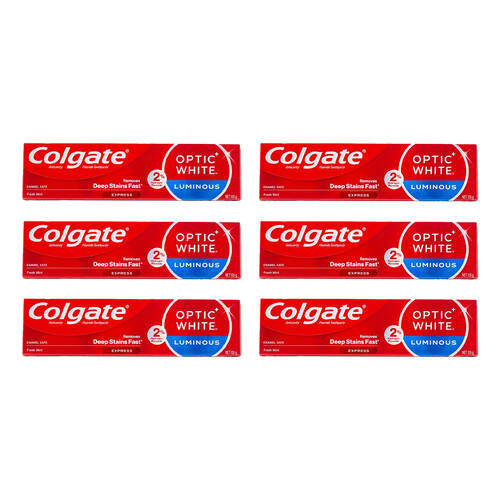 6PK Colgate 125g Toothpaste Optic White Luminous - Fresh Mint