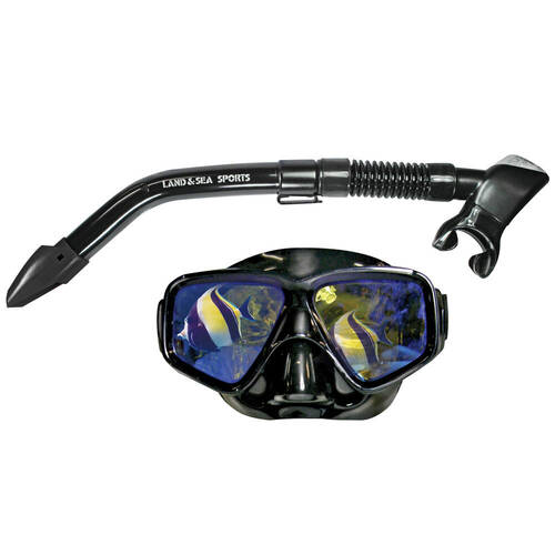 Land & Sea Sports Australia Black Mirror Silicone Mask & Snorkel Set Adult