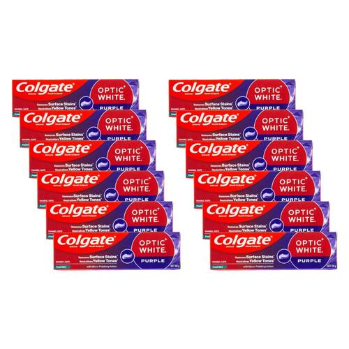 12PK Colgate Toothpaste Optic White Purple 100g Fresh Mint Oral Teeth Care