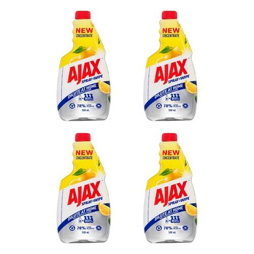 4PK Ajax 500ml Multi Purpose Cleaner Spray & Wipe Lemon