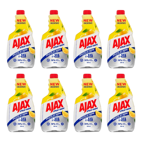 8x Ajax 500ml Multi Purpose Cleaner Spray & Wipe Lemon