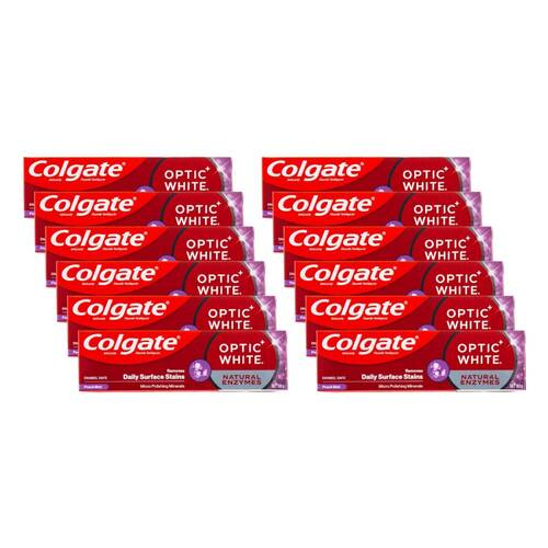 12PK Colgate Toothpaste Optic White Natural Enzymes 100g Peach Mint Oral Care