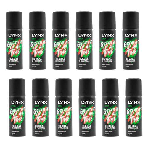 12PK Lynx 50ml Men Deodorant Body Spray Africa Greatest of All Time Mini
