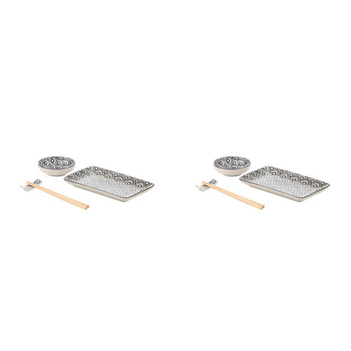2PK Ladelle Nara Fan Ceramic Serving Set Japanese Style Utensils Assorted