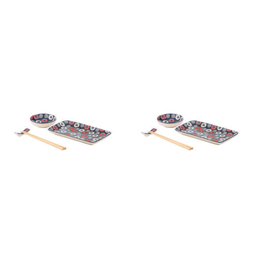 2PK Ladelle Nara Flora Ceramic Serving Set Japanese Style Utensils Assorted