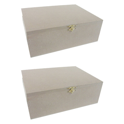 2x Boyle Craftwood 20x18cm Storage Box w/ Catch Large
