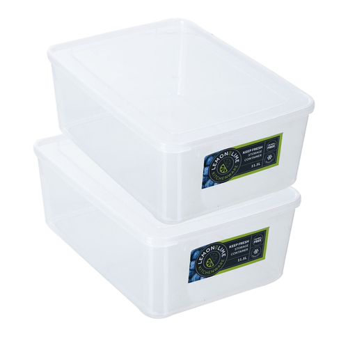 2pk Lemon & Lime Keep Fresh 11.5L/36cm Rectangle Food Container