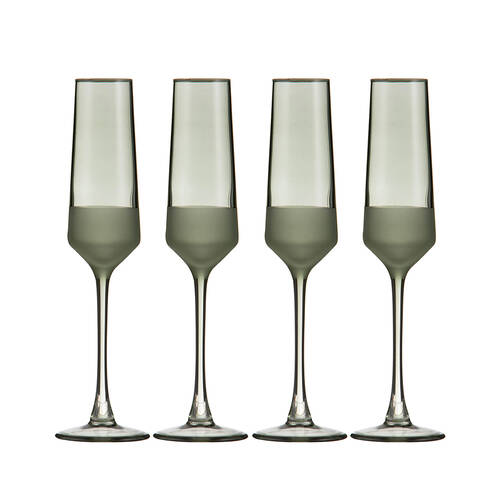 4pc Ladelle Panama Champagne Cocktail Stemware Glasses Drinkware/Barware Moss