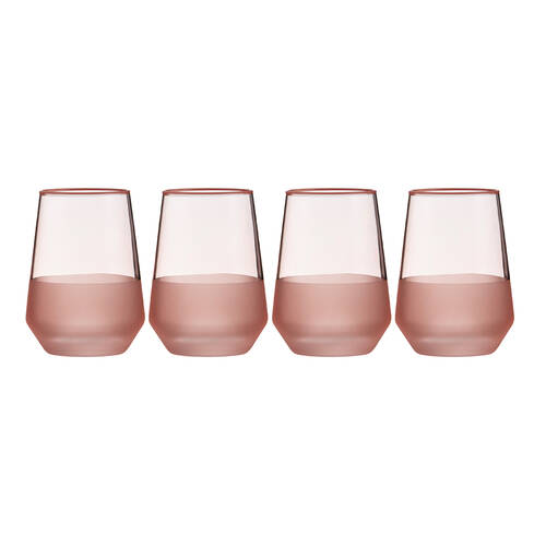 4pc Ladelle Panama Drinking Glass Durable Tumbler Kitchen Glassware Coral 