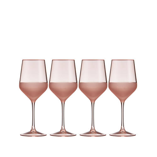4pc Ladelle Panama Wine Glasses Stemware Set Reusable Glassware Coral 