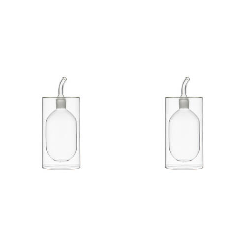 2PK Ladelle Gather Glass Double Wall Oil Dispenser Storage Bottle Reusable Clear