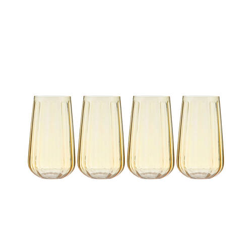 4pc Ladelle Capri Lemon Highball Tumbler Beverage Drinking Glasses Reusable