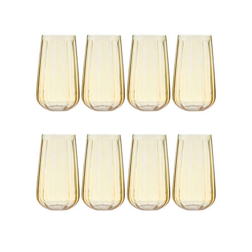 2x 4pc Ladelle Capri Lemon Highball Tumbler Beverage Drinking Glasses Reusable