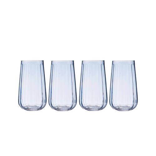 4pc Ladelle Capri Sky Highball Tumbler 550ml Tall Drinking Glass Blue