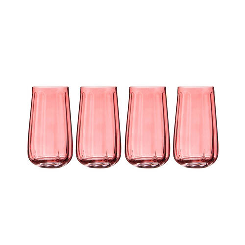 4pc Ladelle Capri Rose Highball Tumbler 550ml Tall Drinking Glass Pink