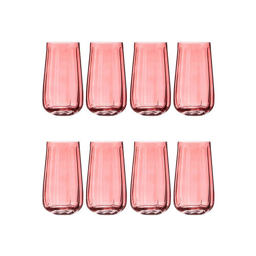 2x 4pc Ladelle Capri Rose Highball Tumbler 550ml Tall Drinking Glass Pink