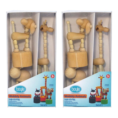 2x 3pc Crafty Kits Wobbly Animals Giraffe/Dog/Ladybug Kids Art/Craft Toy