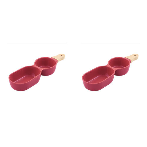 2PK Ladelle Alto Serve & Share Burgundy 2 Part Stick Snack Serving Platter w/ Handle