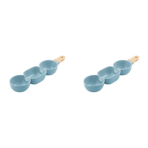 2PK Ladelle Alto Serve & Share Pale Blue 3 Part Stick Snack Serving Platter