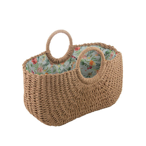 Ladelle Esperance Market Shopping Basket 45cm Reusable Woven Tote Brown